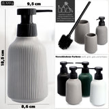 1 x RAW Customer Returns KADAX bathroom accessories, ceramic bathroom set, bathroom mug, soap dispenser, toilet brush, bathroom accessory set, bathroom equipment set gray, 2  - RRP €12.1