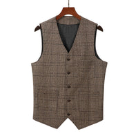 1 x RAW Customer Returns Solove-Suit Men s Casual Plaid Tweed Regular Fit Wool Waistcoat for Grooms Wedding, Champagne, XX-Large - RRP €33.26