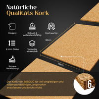 1 x RAW Customer Returns BIBODU Self-adhesive Cork Wall 12 Plates 30cm x 30cm 6mm Thickness Includes 30 Thumbtacks Cork for Office - Note Board - Decoration - Photos - RRP €42.99