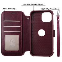 1 x RAW Customer Returns VANAVAGY Phone Case for iPhone 15 Case for Women and Men, Leather Shockproof Flip Case with Wireless Charging and RFID Blocking for Apple 15 6.1 inch , Burgundy - RRP €22.15