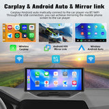 1 x RAW Customer Returns Wireless Car Radio with 10.26 inch Touchscreen Apple Carplay Android Auto with Dash Cam 4K, Portable Car Stereo with AirPlay Bluetooth GPS WiFi AUX, Siri, Google AHD Rear View Camera - RRP €21.6