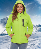 1 x RAW Customer Returns TACVASEN Women s Warm Transition Jacket Winter Lined Trekking Skiing Jacket with Waterproof Zipper, Fluorescent Green, S - RRP €76.98