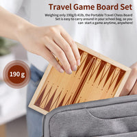 3 x Brand New OOCOME 3 in 1 Chess Checkers Backgammon Set, Wooden Game Board with Pieces, 22 22 2cm Portable Mini Travel Chess Set, Beginner Game Board Set for Children and Adults - RRP €53.4