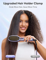 1 x RAW Customer Returns llano straightening brush with hair holder, ionic hair straightener brush, 30S fast ceramic heating 140 -230 4 temperature settings, dual voltage 110V-240V Sparkle Purple  - RRP €69.99