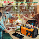 1 x RAW Customer Returns 10000mAh emergency dynamo hand crank radios, solar AM FM radio with battery backup, portable survival equipment with charger, camping flashlight, LED lamp, compass, SOS alarm for power outages at home - RRP €32.72