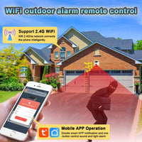 1 x RAW Customer Returns WiFi Solar Outdoor Motion Sensor Alarm, 130db Remote Control Tuya APP Remote Monitoring IP67 Waterproof 24 Hours 5 Modes, Suitable for Outdoor Home Alarm Systems on Farms Barns Yards and Gardens - RRP €39.56