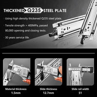 1 x RAW Customer Returns AOLISHENG Heavy Duty Full Extension Drawer Slides, with Lock, Maximum Load 68kg, 300 350 400 450 500 550 600 650 700 750 800 850 900 950 1000mm 1 Pair - RRP €30.88