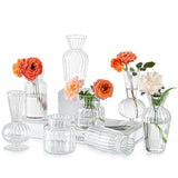 1 x RAW Customer Returns Hewory Small Vases for Table Decoration, 8 Pieces Vintage Glass Vases for Table Decoration Vase Glass Mini Vases Set, Clear Glass Vase Various for Decoration Modern Wedding Decoration Table - RRP €42.52