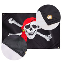 1 x RAW Customer Returns Runesol Pirate Flag, Double Pack, 91x152cm, 3ft x 5ft, Skull and Crossbones, 4 Brass Grommets in Each Corner, Party Flags, Halloween Decorations, Waterproof - RRP €26.4