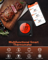 1 x RAW Customer Returns BFOUR Bluetooth Grill Thermometer, Digital Wireless BBQ Thermometer with 2 Probes Meat Thermometer Roast Thermometer 2 Temperature Sensors with Alarm Gift for Kitchen, Oven, Meat and Liquid - RRP €33.23