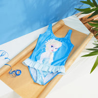 1 x RAW Customer Returns Disney Stitch Single Piece Swimsuit for Girls, Pool and Beach - Gift for Girls Blue Elsa, 3-4 years  - RRP €20.99