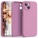 1 x RAW Customer Returns HATOSHI 3-in-1 iPhone 13 case with 2 pieces of protective glass, liquid silicone, anti-slip, scratch-resistant, shockproof mobile phone case, iPhone 13 protective case, lilac purple - RRP €18.04