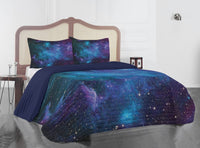 1 x RAW Customer Returns ABAKUHAUS Space Microfiber Bedspread Set, Galaxy Stars in Space, Soft Bedding Set with Pillow Shams and Quilt, 104 x 87 , Navy Purple - RRP €54.95