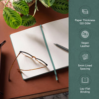 1 x RAW Customer Returns Beechmore Books Notebook lined - A5, Green I Premium hardcover journal book made of vegan leather, 120gsm cream paper, including gift box, for writers, journalists, meetings students - RRP €18.86