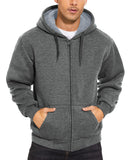 1 x RAW Customer Returns LLdress sweat jacket men with hood winter warm lined winter jacket men fleece zip grey - RRP €46.38