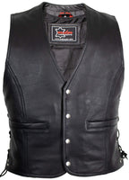 1 x RAW Customer Returns MDM men s biker leather vest, snap fastener, in black size 5XL  - RRP €60.48