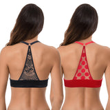 1 x RAW Customer Returns Curve Muse Women s Push Up Add 1 and Half Cup Underwire Halter Front Closed Closure Bras-2 Pack-Black,Red-105C - RRP €41.21