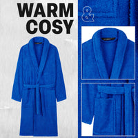 1 x RAW Customer Returns CityComfort Bathrobe for Men Shower - Absorbent Cotton Shower Bathrobe M-3XL, Winter Bathrobe for Shower, Bath, Spa and Gym Blue, 3XL  - RRP €23.99