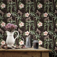 4 x Brand New CRE8TIVE Wall Paper Monkey and Rose Floral Adhesive Vinyl Black 61cm x 300cm Bedroom Wall Wallpaper Adhesive Paper for Vintage Furniture Self-Adhesive Vinyl Wallpaper Small Flowers - RRP €101.36