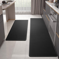 1 x RAW Customer Returns Color G 2 pieces kitchen runners, set of PVC kitchen carpets, washable, non-slip, kitchen carpet, waterproof and oil-resistant, heavy kitchen mat for kitchens, hallways, water bars 44 x 75 44 x 180 cm, black  - RRP €66.54