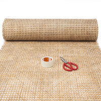 1 x RAW Customer Returns 18 Wide Natural Rattan Webbing for Cleaning Projects 18 x 12 Prewoven Open Mesh Tube Webbing Natural Rattan Webbing Roll 12  - RRP €26.12