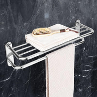 1 x RAW Customer Returns Bathroom Towel Rack Wall Mounted Towel Rack Stainless Steel Bathroom Shelf Towel Rack Bathroom Towel Storage Shelf Double Bathroom Accessories for Bathroom Hotel 23 Inches  - RRP €20.4