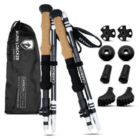 1 x RAW Customer Returns Alpin Loacker hiking poles foldable carbon with cork handle I Nordic walking poles for men and women for skiing and hiking I Lightweight foldable trekking poles telescope for mountain sports, 100-120 cm - RRP €79.99