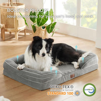 1 x RAW Customer Returns BEDSURE orthopedic dog bed Ergonomic dog sofa - 89x63 cm dog couch with egg-shaped box foam for medium dogs, washable non-slip dog beds, grey - RRP €56.99