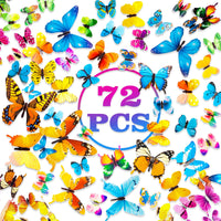 1 x RAW Customer Returns PGFUN 3D Butterflies Decoration Pack of 72 Stickers Fluorescent Wall Stickers Wall Decoration 3D Stickers for the Wall Apartment Home Wall Decor Decoration 12 Blue, 12 Colors, 12 Green, 12 Yellow, 12 Pink, 12 Purple  - RRP €6.99