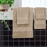 1 x RAW Customer Returns GLAMBURG Ultra Soft 6 Pack Cotton Towel Set Includes 2 Oversized Bath Towels 70 x 140cm, 2 Hand Towels 40 x 60cm and 2 Wash Bed Towels 30 x 30cm, Tan - RRP €24.98