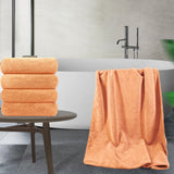 1 x RAW Customer Returns Polyte - premium microfiber bath towel - lint-free quick-drying - orange - 145 x 76 cm - 4 pieces - RRP €28.87