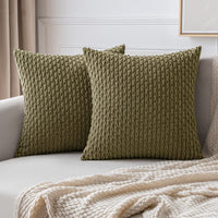 2 x Brand New MIULEE Corduroy Cushion Cover Pillowcases Decorative Cushion Cover Modern Sofa Cushions Throw Pillows Couch Cushions Decorative Pillows Soft for Sofa Living Room Bedroom Set of 2 50 x 50 cm Olive Green - RRP €44.98