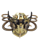 2 x RAW Customer Returns Ubauta Steampunk Leather Mask Cosplay Mask Punk Rivet Masquerade Mask-Gold - RRP €46.36