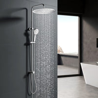 1 x RAW Customer Returns YOOZENA Shower Column Without Mixer, Shower Column with 30cm Shower Head and Hand Shower, Shower Head Column Stainless Steel - RRP €67.99