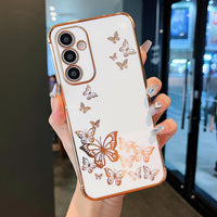 1 x RAW Customer Returns ZTOFERA Case for Samsung A15 5G 4G, Gold Plated Butterfly Pattern Case with Golden Edge, Flexible TPU Anti-Scratch Shockproof Protective Case for Samsung Galaxy A15 - White - RRP €10.99