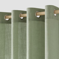 1 x RAW Customer Returns MIULEE curtains bedroom curtain green curtain living room linen look curtains with eyelets window semi-transparent curtain modern interior balcony door kitchen curtains 140 x 245 cm - RRP €34.89