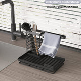 1 x RAW Customer Returns COVAODQ Sink Caddy Organizer, Sink, Rag Holder, for Kitchen Bathroom Black  - RRP €12.16