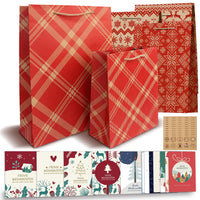 3 x Brand New BIROYAL Christmas gift bags, Christmas bags 12 pieces. Paper bags 18 x 23 cm with 12 Christmas cards 100 stickers for Christmas gift kraft paper bags packaging Christmas party bags - RRP €33.27