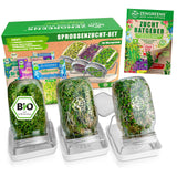 1 x RAW Customer Returns zengreens - Organic sprouting jar in a set of 1, 2, 3 CRESS SIEVE - incl. organic sprout seeds and free video course - sprouting jar germination jar set - germination jar for sprout cultivation - germination tray - RRP €58.48