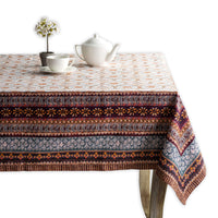 8 x Brand New Maison d Hermine Fair Isle 100 Cotton Tablecloth for Kitchen, Table Decoration, Party, Wedding, Thanksgiving Rectangle, 140cm x 180cm  - RRP €372.72