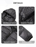 1 x Brand New Wantdo Women s Down Jacket Lightweight Compressible Quilted Hooded Coat Insulated Mountain Windbreaker Jacket Hooded Thin Short Outdoor Jacket Dark Gray Print L - RRP €62.9