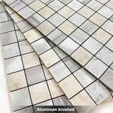 1 x RAW Customer Returns BeNice Self-adhesive tiles kitchen, tile stickers, bathroom stickers, tiles wall plate made of metal, self-adhesive mosaic square grey, 10 pieces  - RRP €52.19