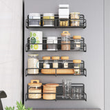 1 x RAW Customer Returns COVAODQ Fridge Magnet Spice Rack, Pack of 4 Magnetic Spice Rack Organizer with 10 Hooks, Space Saving for Fridge and Microwave, Black - RRP €29.99