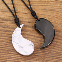 1 x RAW Customer Returns COAI Yin Yang Dragon and Phoenix Pendants in Obsidian and Howlite, Necklace with Adjustable Pendants for Lovers Couples - RRP €35.29