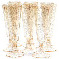 1 x RAW Customer Returns MATANA 50 premium plastic champagne glasses with gold glitter, 150 ml - plastic champagne glasses gold, reusable champagne flutes, cocktail glasses, plastic cups for weddings, birthdays, parties - RRP €22.99