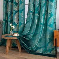 1 x RAW Customer Returns MIULEE Curtains Velvet with Gold Foil Leaves Pattern, 2 Pieces Turquoise Velvet Curtains with Eyelets, Each 280 cm High, Super Soft Velvet Curtain Opaque for Decoration Living Room Bedroom, Beautiful Velvet Curtain - RRP €49.18