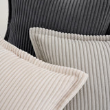 1 x RAW Customer Returns MIULEE Corduroy Velvet Cushion Cover Soft Cushion Cover Decorative Sofa Cushions Square Decorative Cushions Modern Decorative Cushion Cover Striped Cushion Covers for Living Room Bedroom Pack of 2 60 x 60 cm Dark Gray - RRP €26.71