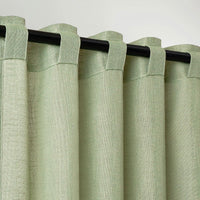 1 x RAW Customer Returns MIULEE Curtains Tab-Top Voile Curtain Modern Linen Look Semi-Transparent for Living Room Bedroom Room Divider Sliding Curtain Set of 2 Stores Green 245 x 140 cm - RRP €40.58