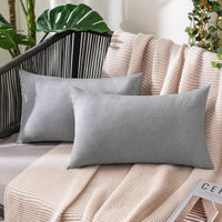 1 x RAW Customer Returns MIULEE Set of 2 Waterproof Cushion Covers Outdoor Sofa Cushions Decorative Pillows Modern Cushion Covers Decorative Cushion Cover Made of Polyester Linen Look for Garden Sofa Living Room Bed 30 x 50 cm Light Grey - RRP €11.29