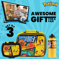 1 x RAW Customer Returns Pokemon kids insulated lunch bag, school lunch box and water bottle set - 3pcs yellow  - RRP €24.58